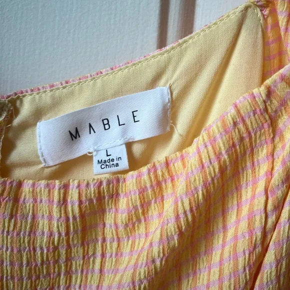 MABLE Orange Puff Sleeve Gingham Mini Dress - Picture 4 of 5